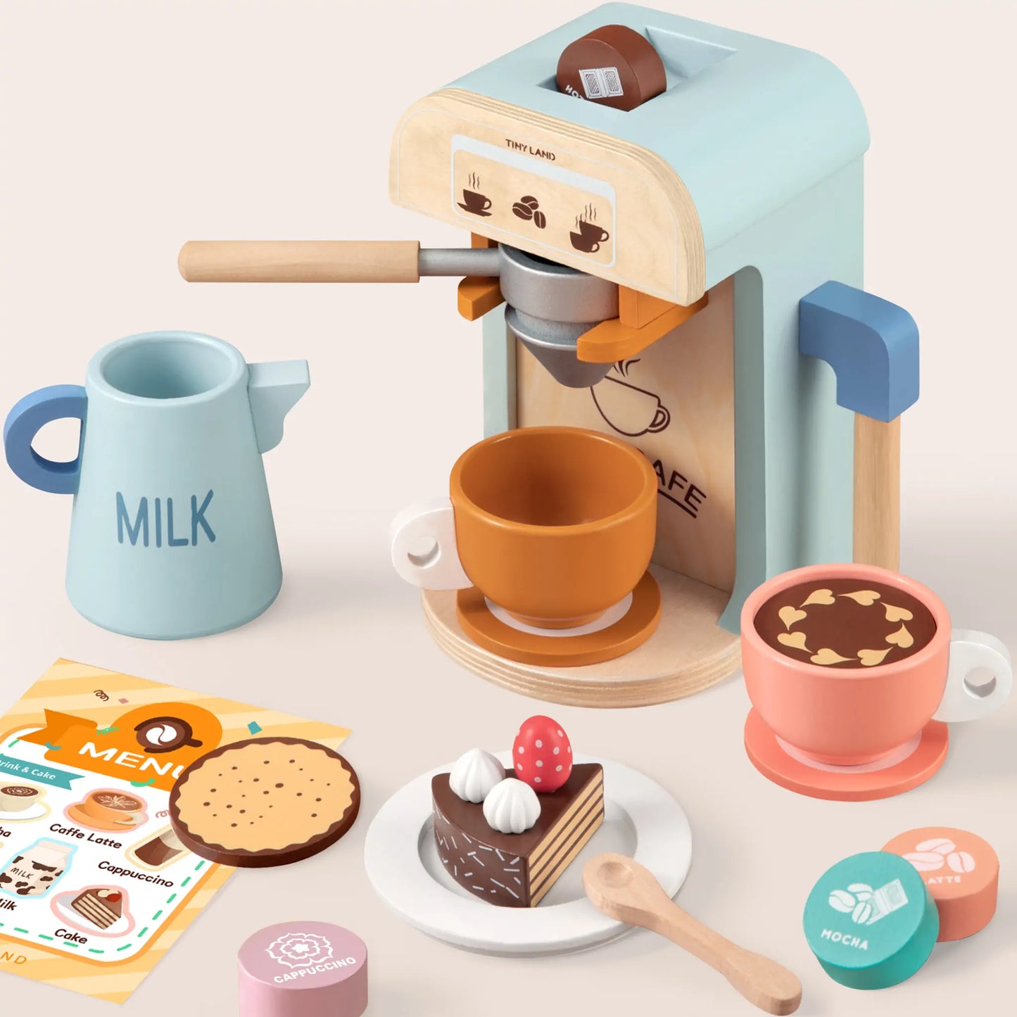 Wooden Toy Coffee Maker Set for Kids