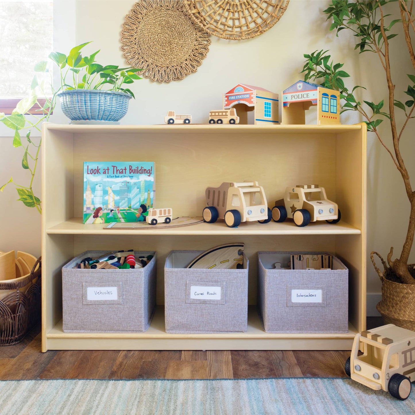 EdQ Bookshelf Open Storage with Bins - 30"