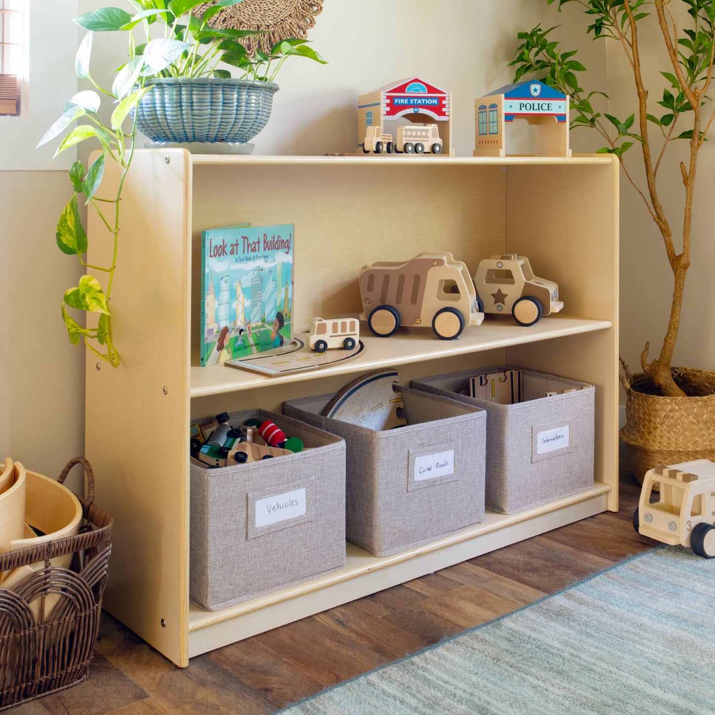 EdQ Bookshelf Open Storage with Bins - 30"