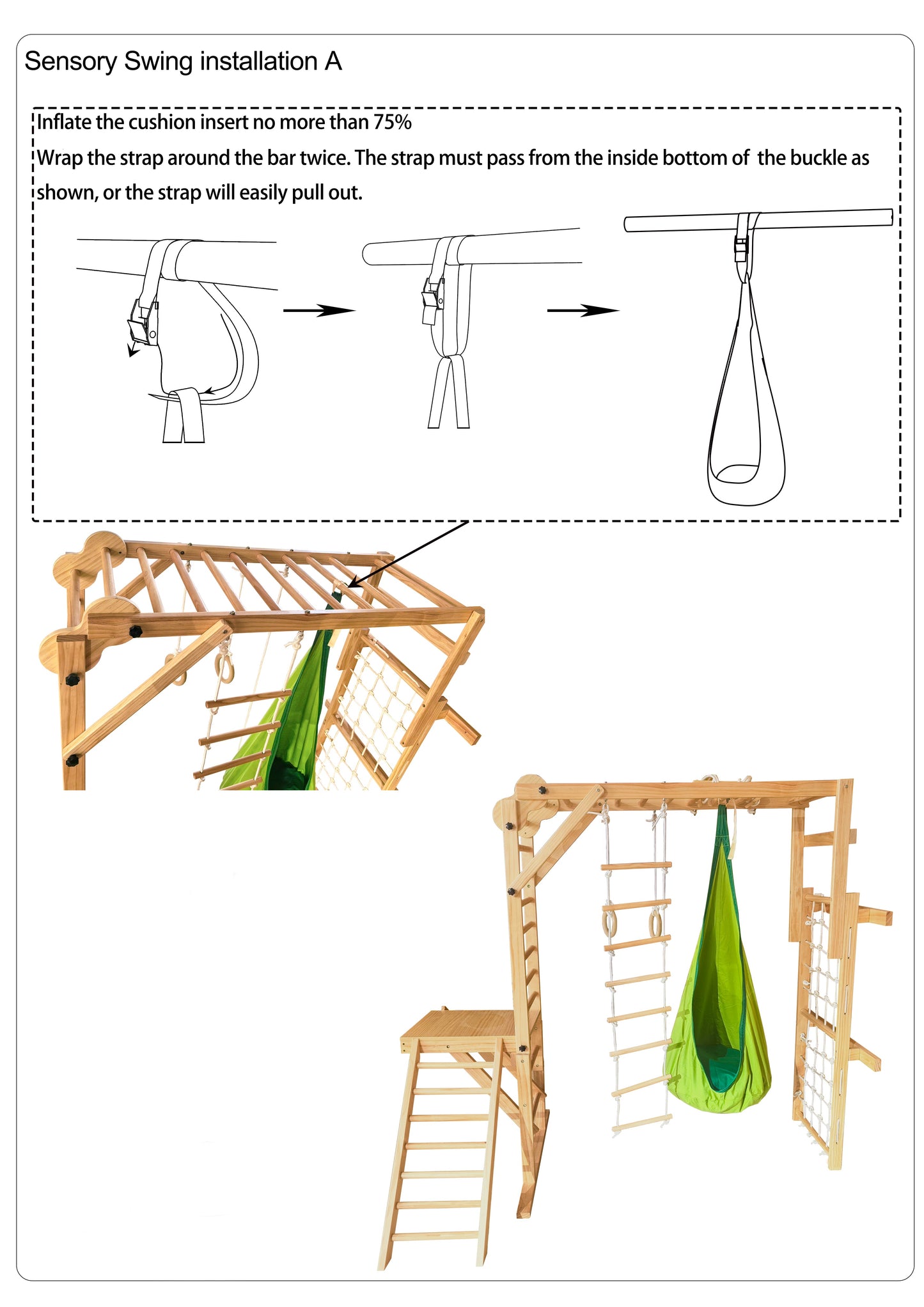 Sensory Swing Hammock – Tear Drop Attachment for Grove, Walnut, Neem & Betula Indoor Climbers